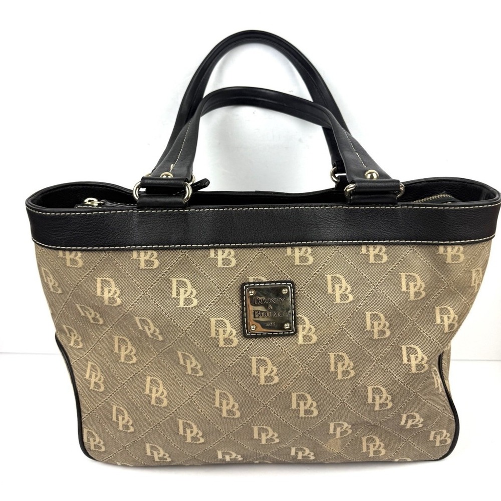Dooney & Bourke Signature Handbag Monogram Canvas Leather Trim Purse